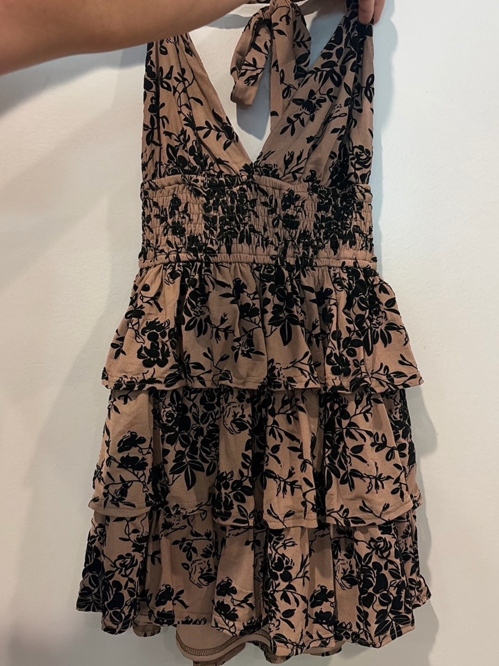 brown and black floral halter windsor dress size xs